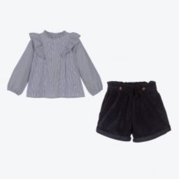 GIRLS BLUE COTTON SHORTS SET - Picture 2 of 6